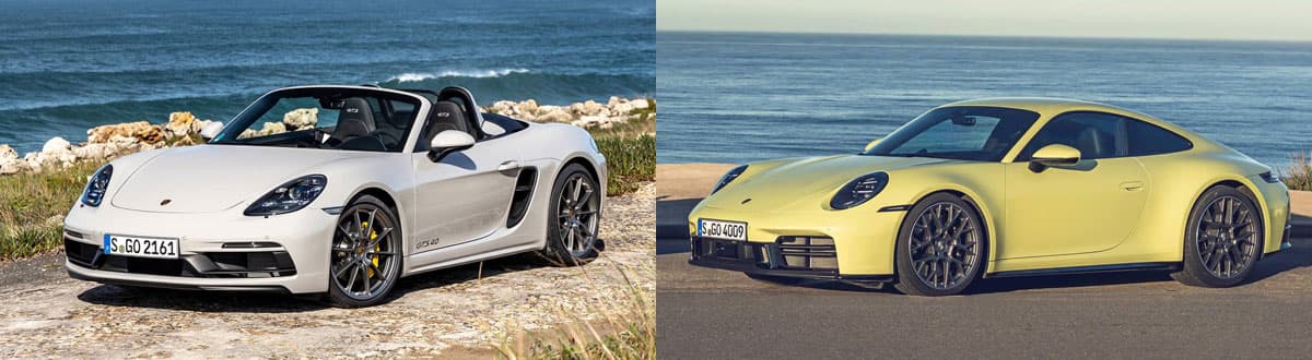 Porsche 718 Boxster and Porsche 911 Parked Along Beaches